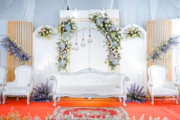 Madiun East Java Indonesien Den Juni 2021 Bröllopsdekorationer Trä Dekorerade — Stockfoto