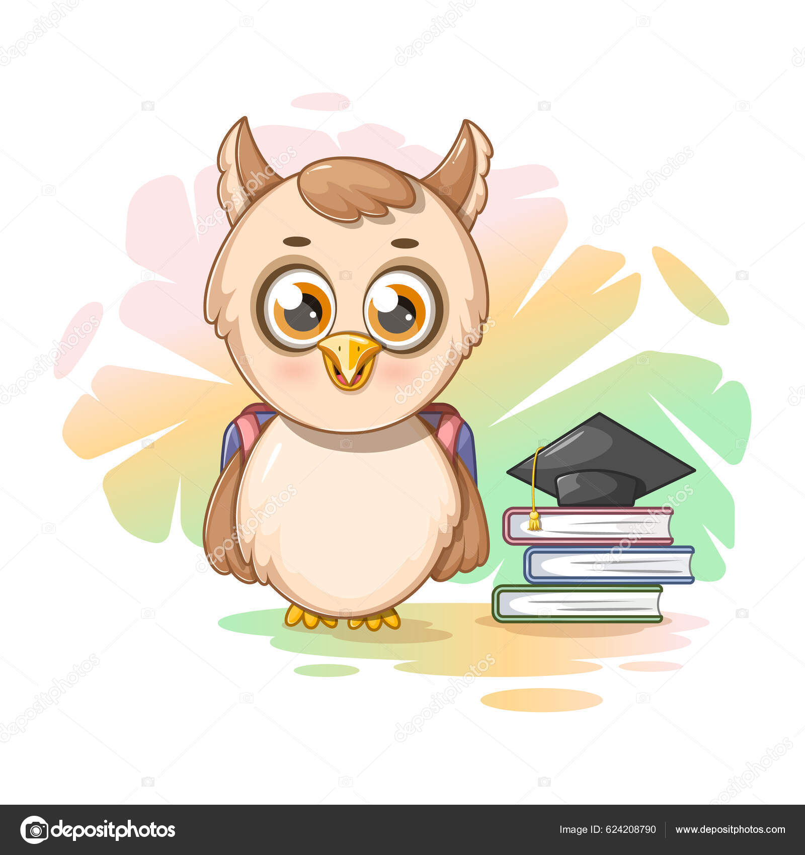 Image vectorielle Smart Hibou Dessin Animé Avec Des Livres Sac D'école par  ©vk.office.od.ua.gmail.com - 624208790, image size:1600x1700