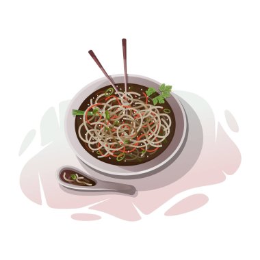 Lezzetli Asya erişte çorbası.