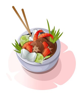 Farklı malzemeli lezzetli Japon yemekleri.