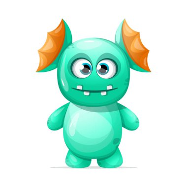 Dişleri olan komik yeşil canavar.