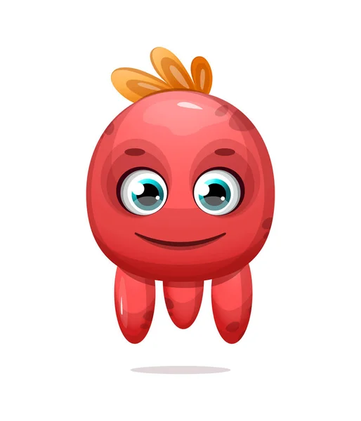 Monstro Vermelho Dos Desenhos Animados Com Sorriso — Vetor de Stock