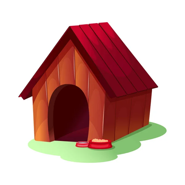 Yemek ve su kaseleri olan bir çizgi film kulübesi.