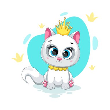 Güzel kraliyet tacı takmış şirin kedi yavrusu prenses.