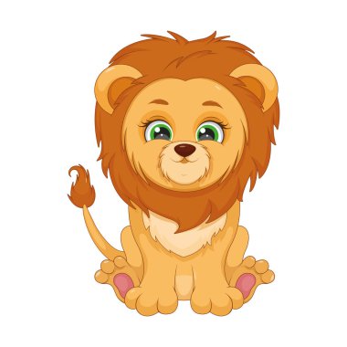 Mutlu Aslan Yavrusu. Vektör İllüstrasyonu