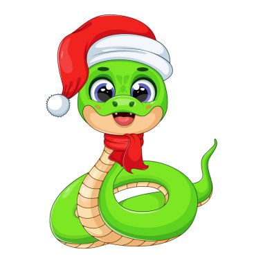 Noel ve Yeni Yıl 2025 Karakter Şirin Yeşil Yılan