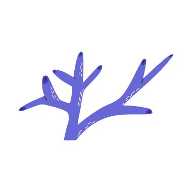 Mercan çizimi, beyaz arka planda izole edilmiş karikatür düz vektör çizimi. Su altı yaşam unsuru. Deniz yosunu çizimi, mercan resifi organizması.