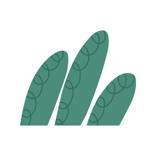 Зелена Рослина Або Листя Намальовані Вручну Мультфільми Векторні Ілюстрації Ізольовані — стоковий вектор