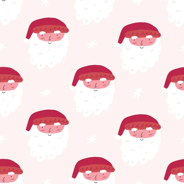 Mignon Motif Joyeux Père Noël Sans Couture Illustration Vectorielle Plat — Image vectorielle