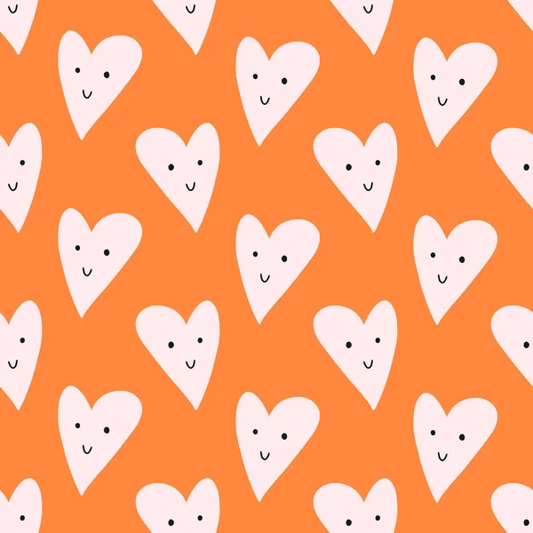 Valentine Day Seamless Pattern Cute Heart Flat Vector Illustration Yellow — Stock Vector