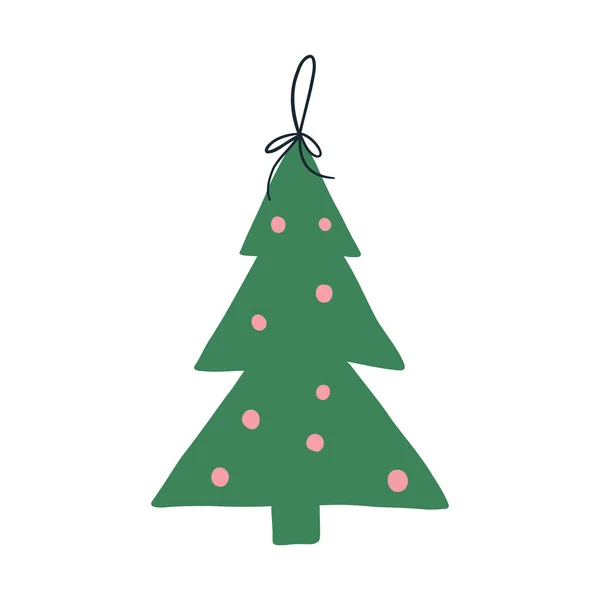 Vánoční Ozdoba Stromku Tvaru Jedle Kreslené Ploché Vektorové Ilustrace Izolované — Stockový vektor