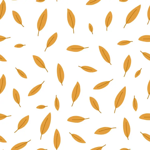 Yellow Falling Leaves Seamless Pattern White Background Autumn Leaves Pattern — Stock Vector