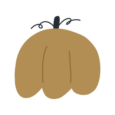 El çizimi sonbahar balkabağı, beyaz arka planda izole edilmiş karton düz vektör çizimi. Güzel sebze çizimi. Hasat konsepti.