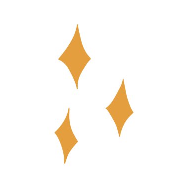 El çizimi çizgi film kıvılcımları, beyaz arka planda izole edilmiş düz vektör çizimi. Sarı yıldızlar, patlama sembolü, parıltı ya da havai fişek.