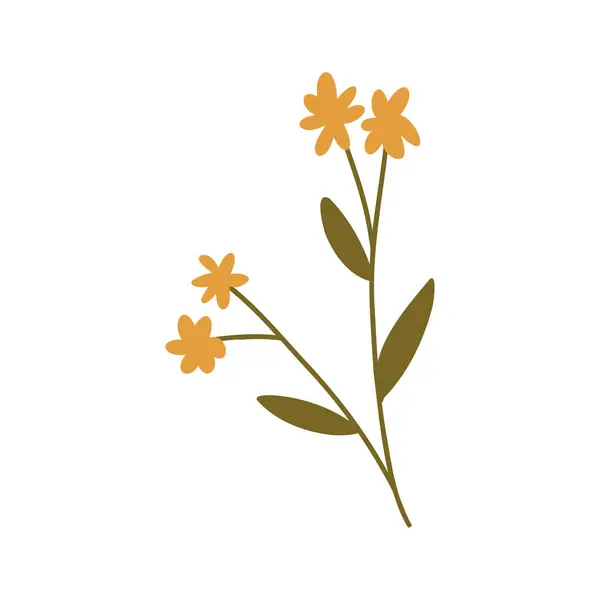 Nette Handgezeichnete Gelbe Blumen Cartoon Flache Vektorillustration Isoliert Auf Weißem Stockvektor