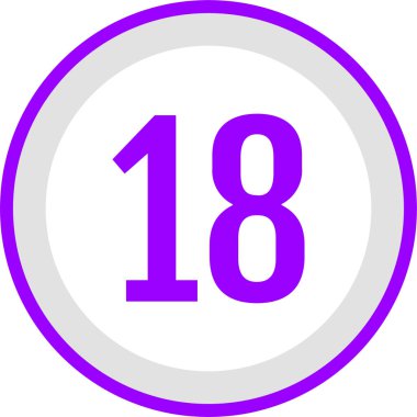 Number 18 icon. flat vector illustration