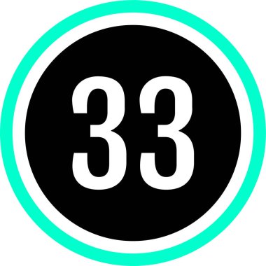 Number 33 icon. flat vector illustration