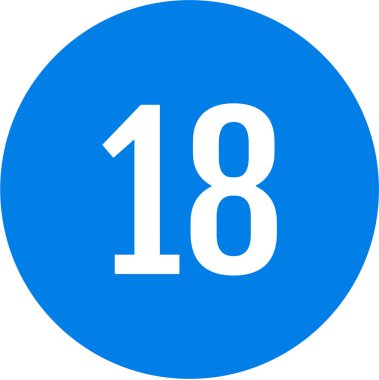 18 numaralı simge, vektör illüstrasyonu