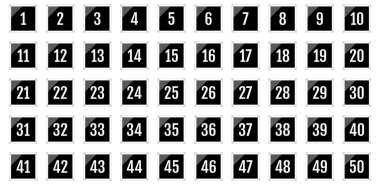 Numara simgesi ayarlandı. 1 'den 50' ye kadar düz vektör çizimi