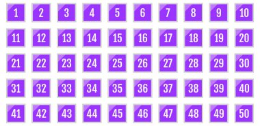 Numara simgesi ayarlandı. 1 'den 50' ye kadar düz vektör çizimi