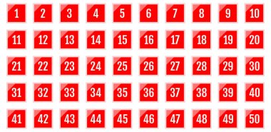 Numara simgesi ayarlandı. 1 'den 50' ye kadar düz vektör çizimi