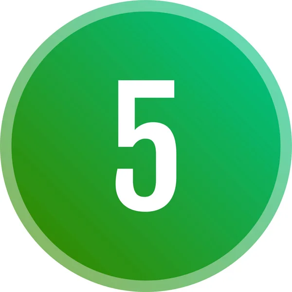 Nummer Vijf Ronde Knop Met Nummer — Stockvector