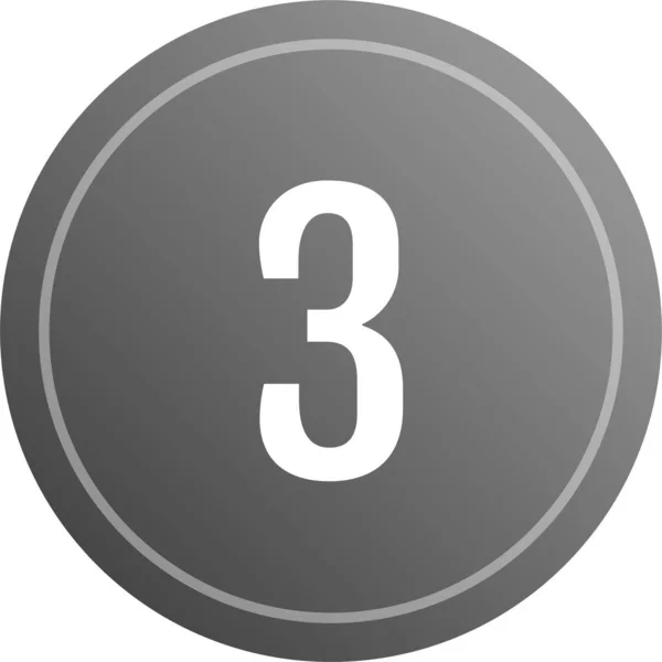 Einfaches Web Symbol Mit Nummer Drei — Stockvektor