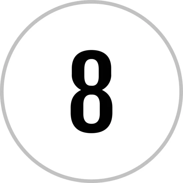 Rundes Websymbol Knopf Mit Zahl Einfache Zahl Acht — Stockvektor
