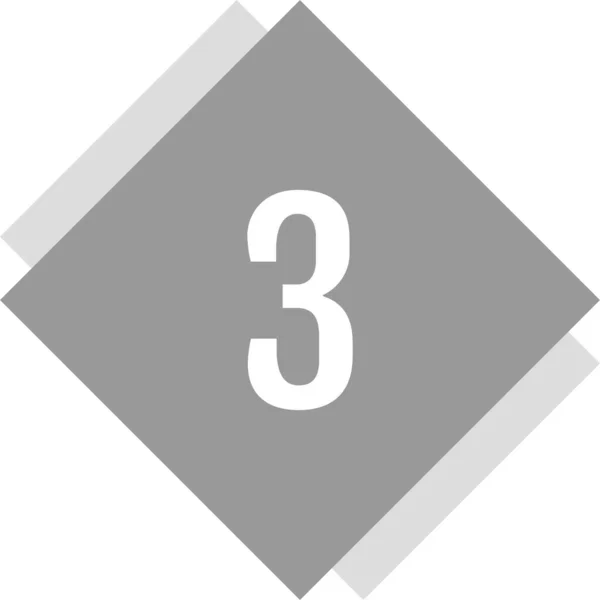 Icono Web Simple Con Número Tres — Vector de stock