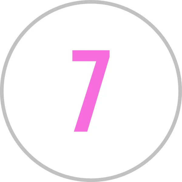 Número Siete Simple Botón Redondo Con Número — Vector de stock