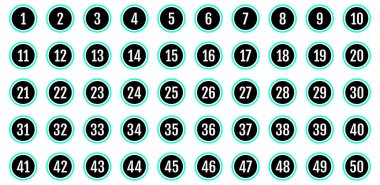 Üzerinde numaralar olan düğmeler. vektör illüstrasyonu