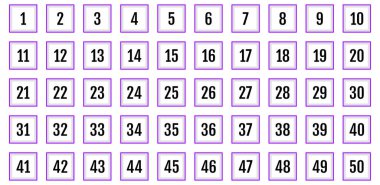 Numara simgesi ayarlandı. 1 'den 50' ye kadar düz vektör çizimi