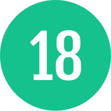 18 numaralı simge, vektör illüstrasyonu