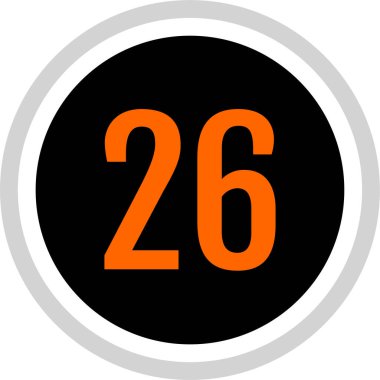 Number 26 icon. flat vector illustration