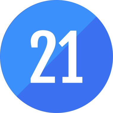 Number 21 icon. flat vector illustration