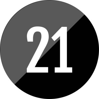 Number 21 icon. flat vector illustration