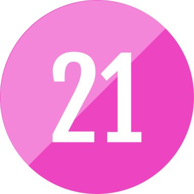 Number 21  icon. flat vector illustration