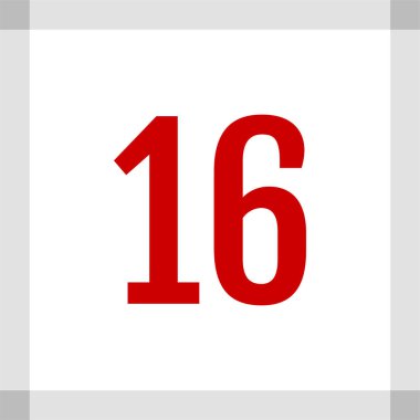 Number 16 icon. flat vector illustration