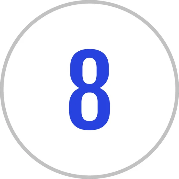 Στρογγυλό Εικονίδιο Ιστού Κουμπί Αριθμό Απλός Αριθμός Οκτώ — Διανυσματικό Αρχείο