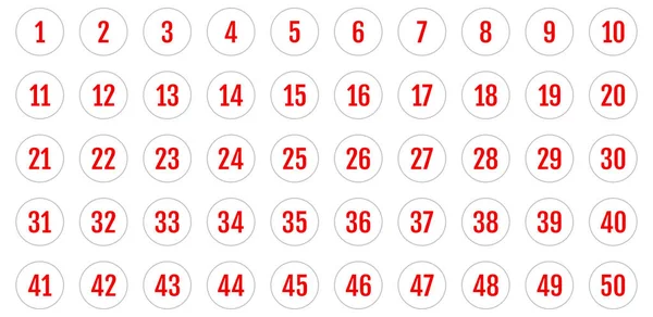 Numara simgesi ayarlandı. 1 'den 50' ye kadar düz vektör çizimi