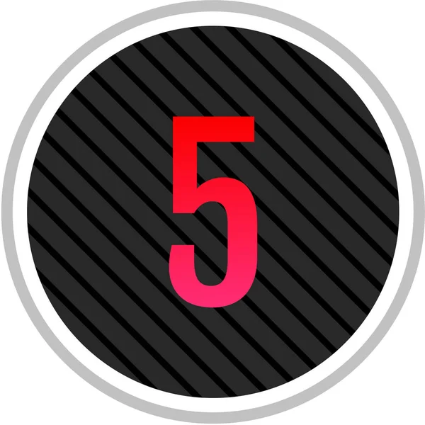 Nummer Vijf Ronde Knop Met Nummer — Stockvector