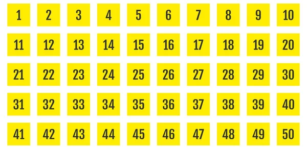 一组数字图标 数字由1至50平方向量图解 — 图库矢量图片