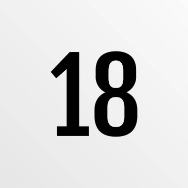 Number 18 icon. flat vector illustration