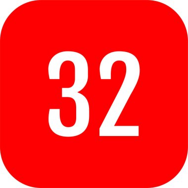 number 32 icon. flat vector illustration