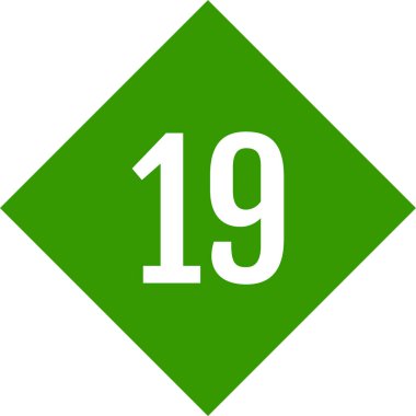 Number 19 icon. flat vector illustration