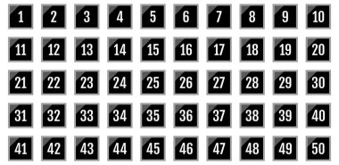 Numara simgesi ayarlandı. 1 'den 50' ye kadar düz vektör çizimi