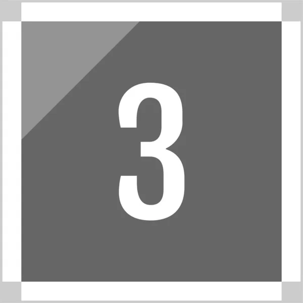 Icono Web Simple Con Número Tres — Vector de stock