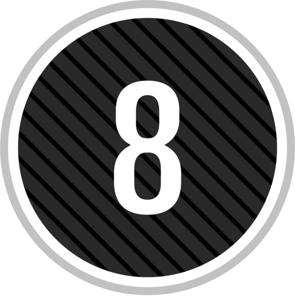 Kulatá Webová Ikona Tlačítko Čísly Jednoduché Číslo Osm — Stockový vektor