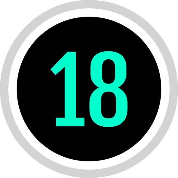 Αριθμός Δεκαοκτώ Εικονίδιο Διανυσματική Απεικόνιση — Διανυσματικό Αρχείο