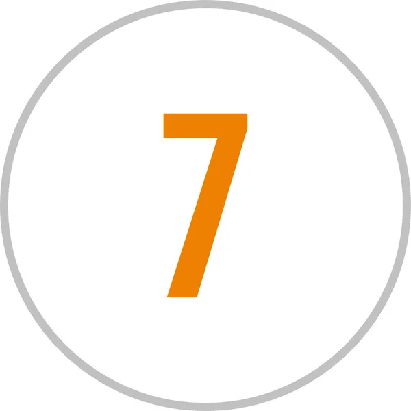 Prosté Číslo Sedm Kulaté Tlačítko Čísly — Stockový vektor